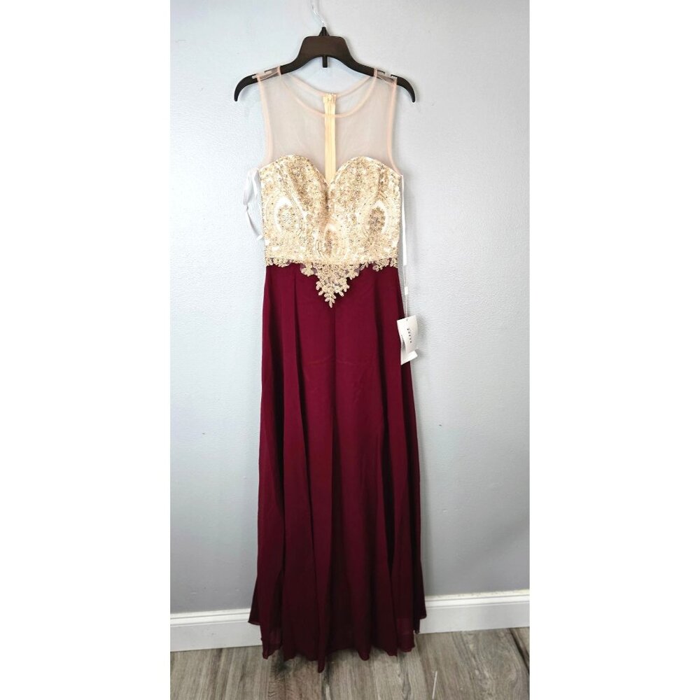 Baby Online Dress Women's S Red Gold Sequined Evening Gown Hoco Wedding Guest